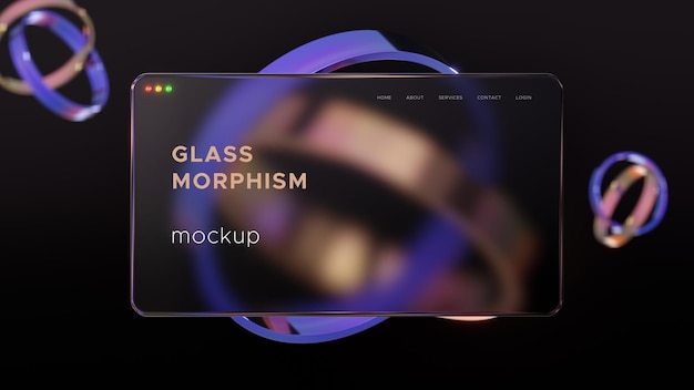 Moderne maquette de gradient de morphisme de verre dans un fond abstrait