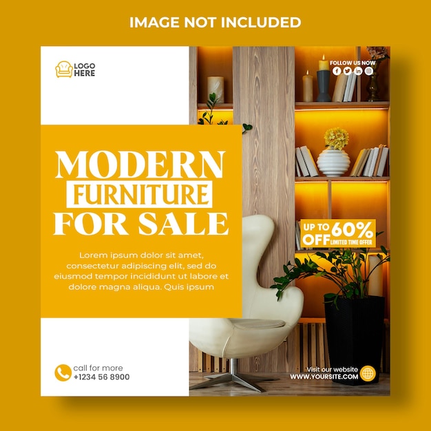 PSD moderne meubles remise instagram poste de médias sociaux et modèle de flyer