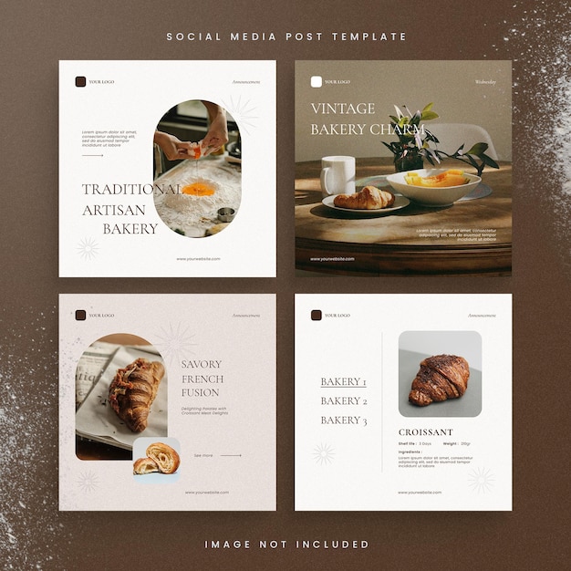 Moderne, minimalistische Bäckerei-Instagram-Post-Premium-Vorlage