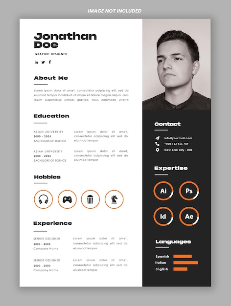 Moderne modèle de CV avec espace photo