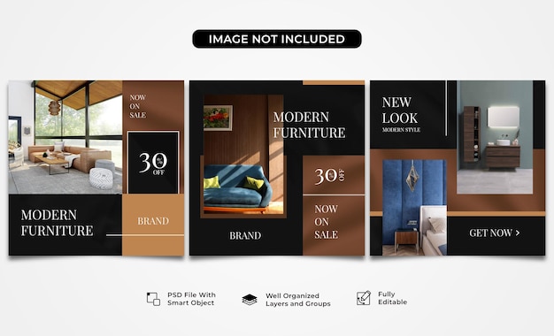 PSD moderne möbel social media post template sammlung