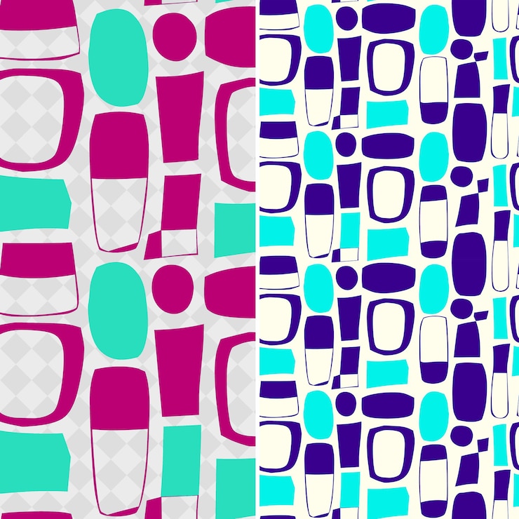 PSD moderne muster aus der mitte des jahrhunderts mit organischen formen helle farben png traditionelle abstrakte designs