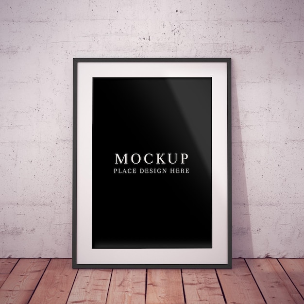 Moderne Posterrahmen-Mockup auf Holzboden mit Betonwand