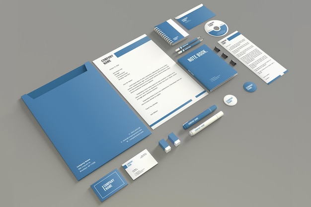 Moderne Schreibwaren-Mockup-Design isoliert