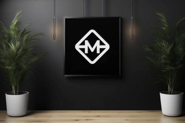 Moderne schwarze Hängezeige mit Logo-Mockup