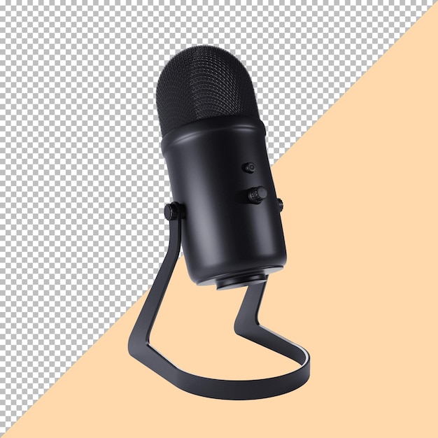 Moderne schwarze Streaming-Mikrofon kostenlose PSD 3D-Illustration mit Clipping-Pfad