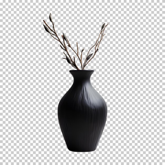 PSD moderne schwarze vasen mit isolierter durchsichtiger hintergrund