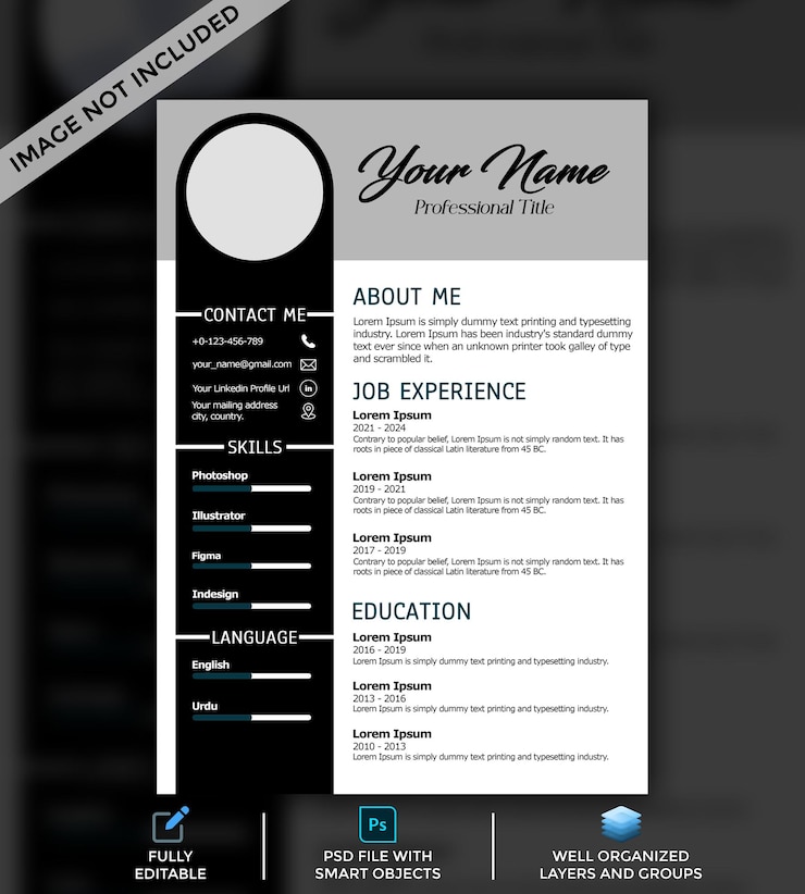 PSD moderne et simple modèle de cv psd