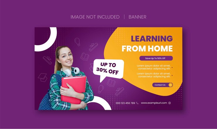 Moderne und fröhliche Bannervorlage für Online-Kurse 1