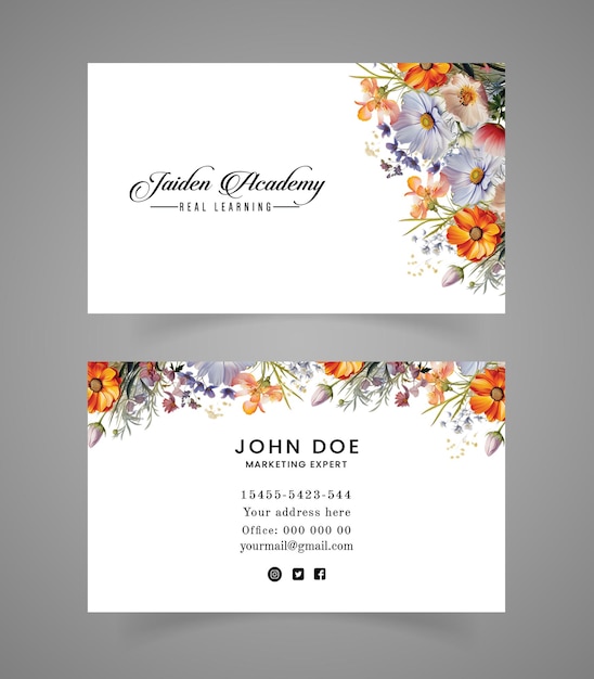 Moderne und professionelle Visitenkarte Vorlage druckbare Blumen Visitenkarte Design