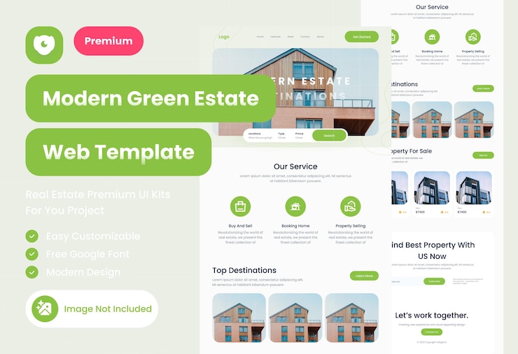 PSD moderne und übersichtliche design-website für hotel-landingpage-vorlagen