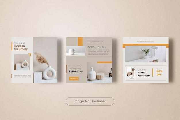 Moderne wohnmöbel instagram post template banner collection