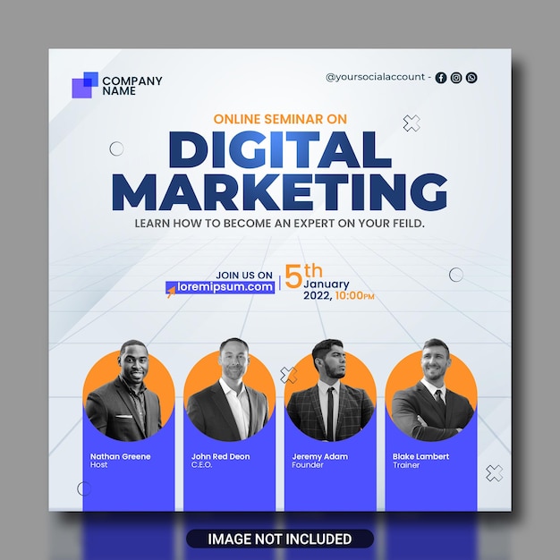 Moderner 4-Personen-Gruppen-Social-Media-Webinar-Beitrag