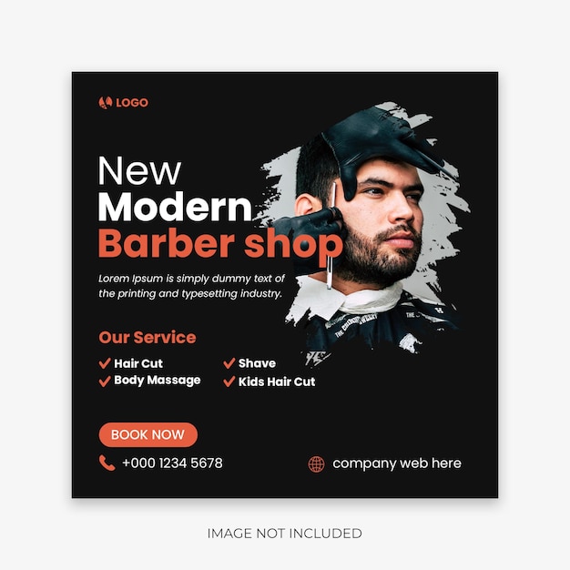 Moderner barber shop social media post editierbare salon-web-banner-vorlage