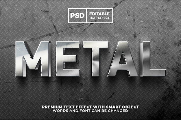 Moderner Metall-Silber-Metallic-Bold-3D-Texteffekt-Stil
