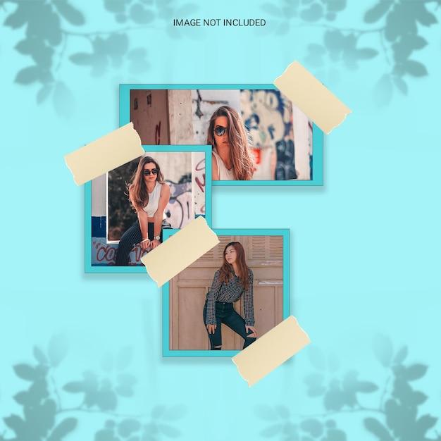 Moderner minimalistischer Schattenüberlagerungsfotorahmen Polaroid Mockup Premium Psd