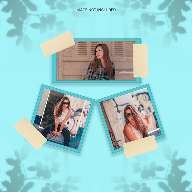 Moderner minimalistischer Schattenüberlagerungsfotorahmen Polaroid Mockup Premium Psd