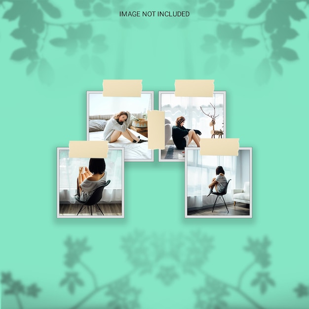 Moderner minimalistischer schattenüberlagerungsfotorahmen polaroid mockup premium psd