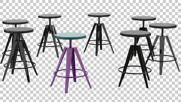 Moderner Stuhl isoliert auf durchsichtigem Hintergrund 3D-Rendering-Illustration