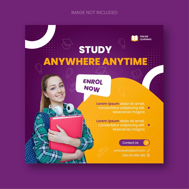 Moderner und fröhlicher Online-Kurs Instagram Post Template 3