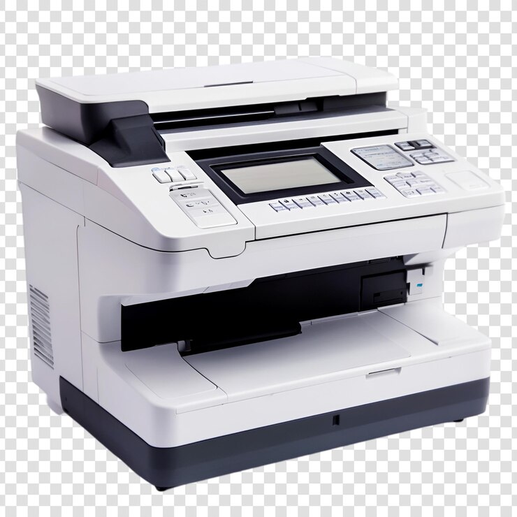PSD moderner weißer multifunktionsdrucker mit lcd-bildschirm