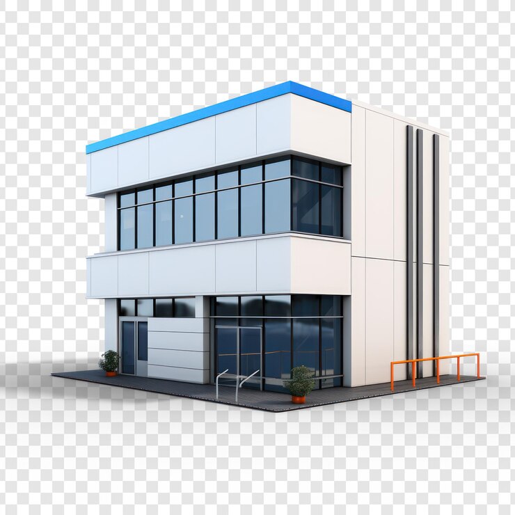 Modernes 3D-Büro auf transparentem Hintergrund PSD