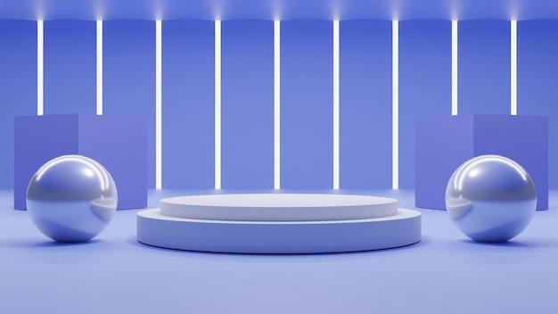 Modernes 3d-podium auf blauem hintergrund