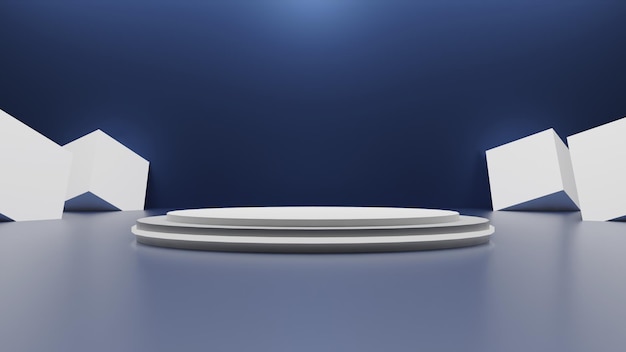 Modernes 3D-Podium auf blauem Hintergrund