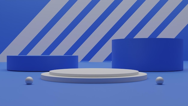 PSD modernes 3d-rendering weißes podium mit blauem hintergrund und licht