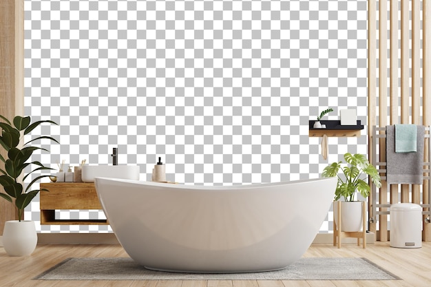 Modernes Badezimmer-Interior-Design auf durchsichtigem Hintergrund3d-Rendering