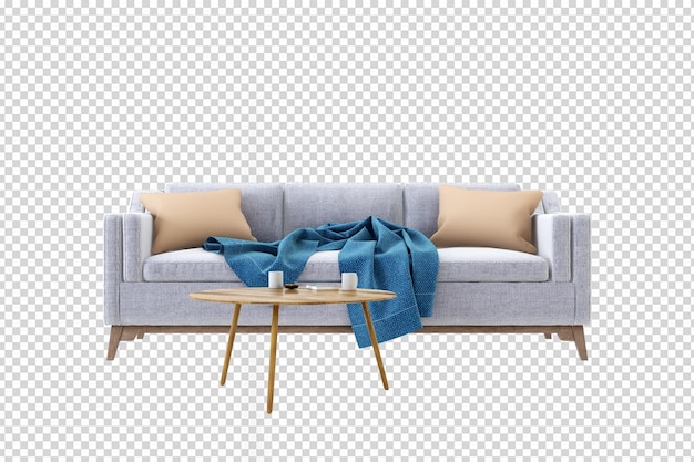 PSD modernes bett in 3d-rendering isoliert