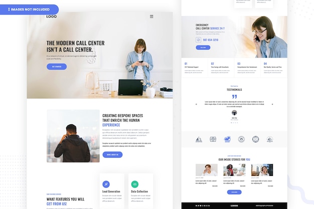 Modernes Design der Call Center-Website