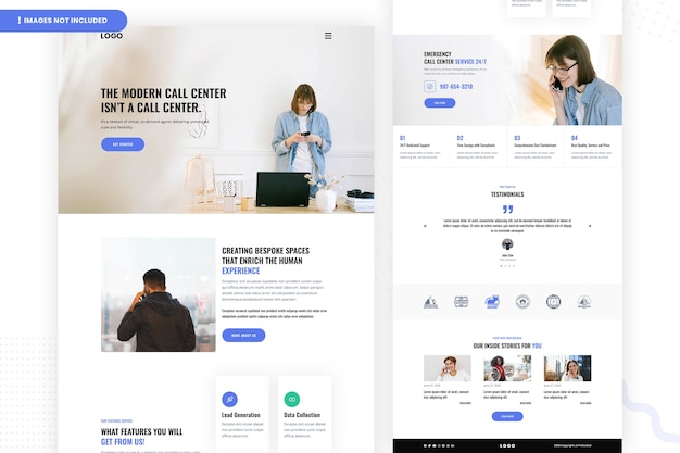 PSD modernes design der call center-website