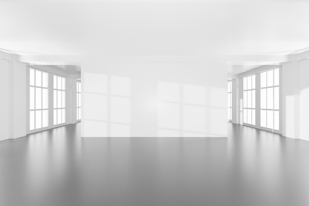 Modernes Design des leeren eleganten Raumes in der hellen weißen Farbe