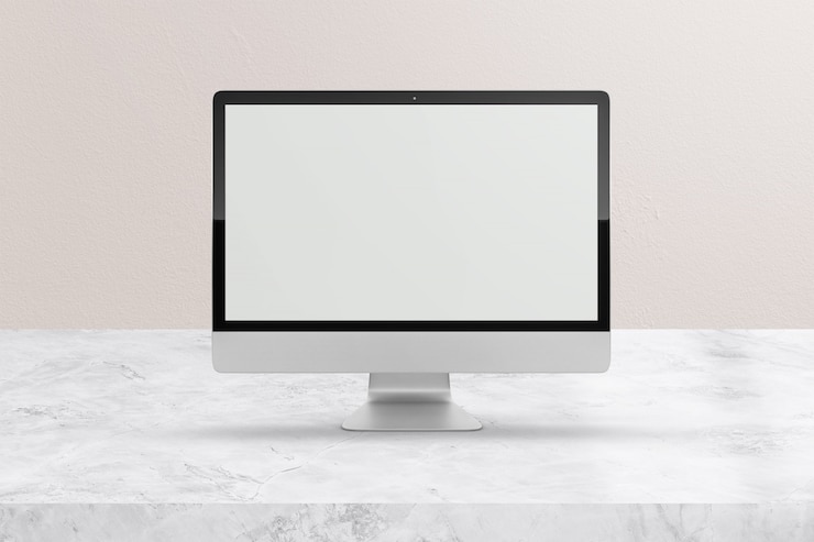 PSD modernes desktop-computer-bildschirmmodell
