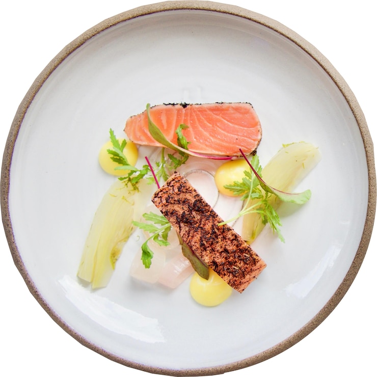 PSD modernes essen, gebratener lachs, lachssteak