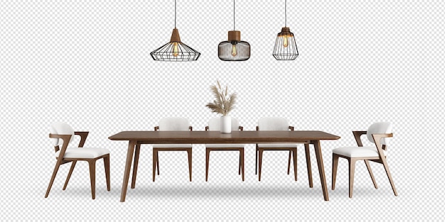 modernes Esszimmer-Innendesign in 3D-Rendering
