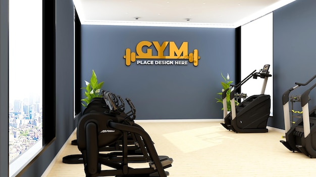 PSD modernes fitnessstudio innenwand logo modell