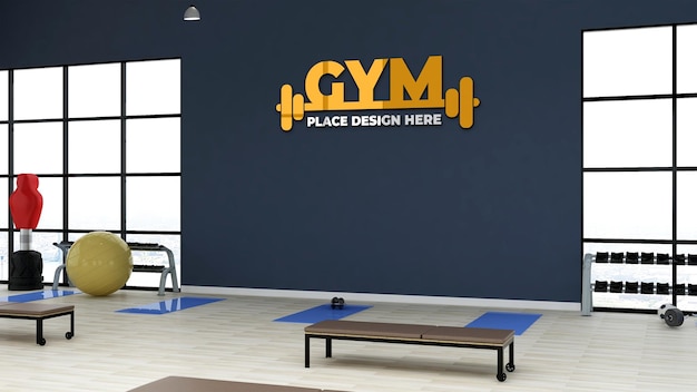 Modernes fitnessstudio wand logo mockup