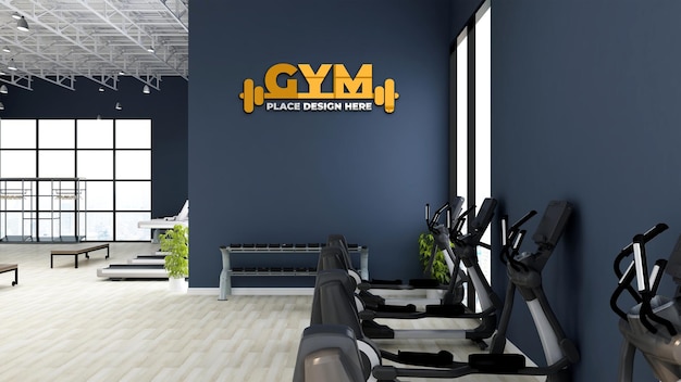 Modernes fitnessstudio wand logo mockup