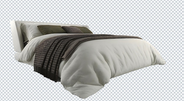 Modernes hellgraues Bettwäscheset, Bett, Perspektive