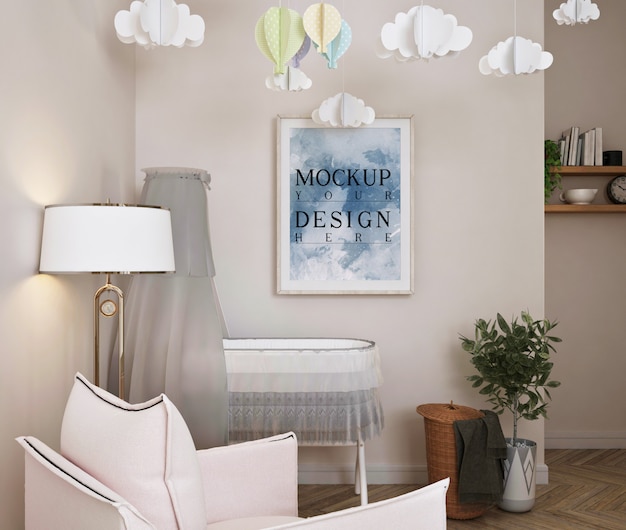 Modernes klassisches babyschlafzimmer mit modellplakat