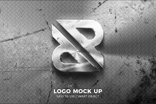 Modernes Logo mock-up 3D-Eisen-Metall-Stahl