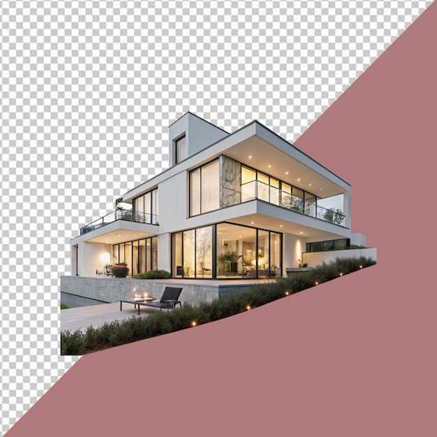 Modernes Luxushaus mit zeitgenössischem Design auf durchsichtigem Hintergrund