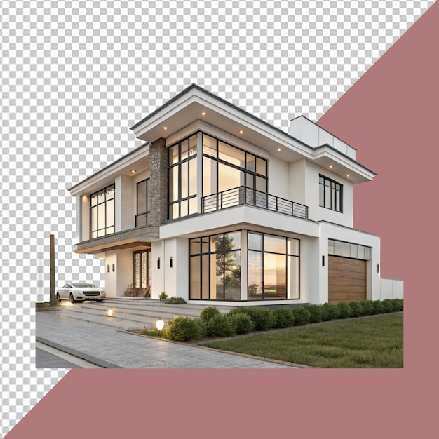 Modernes Luxushaus mit zeitgenössischem Design auf durchsichtigem Hintergrund