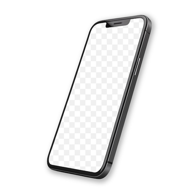 Modernes Oval-Notch-Smartphone mit durchsichtigem Bildschirm und realistischer Mockup-Winkelansicht