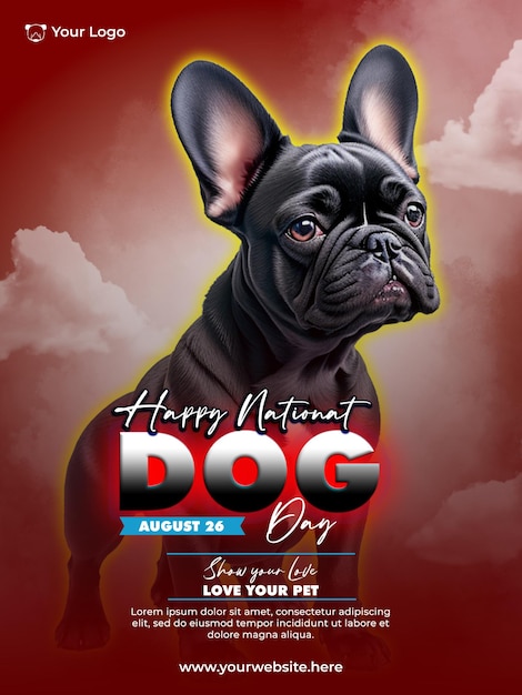 Modernes psd-posterdesign zum hundetag mit hundehintergrund