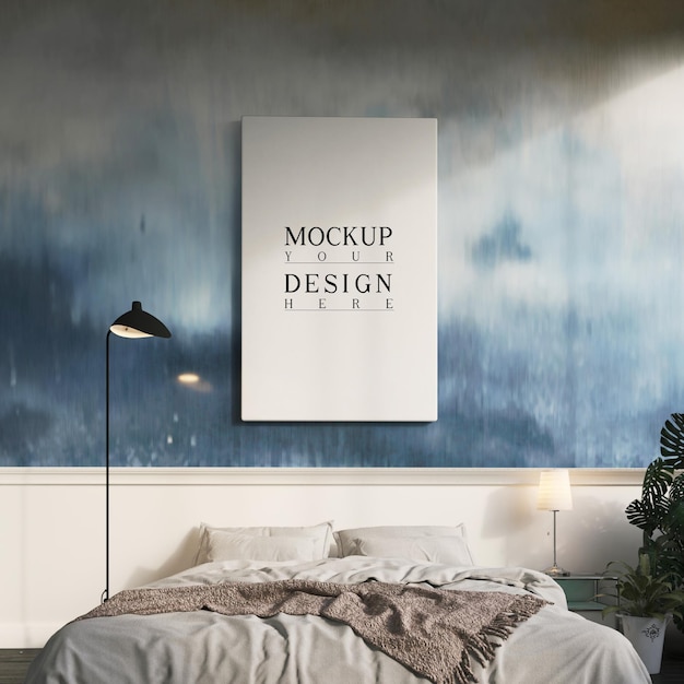 Modernes schlafzimmer mit postermodell