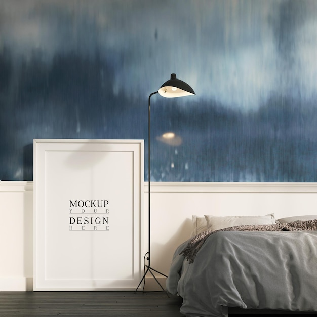 Modernes schlafzimmer mit postermodell