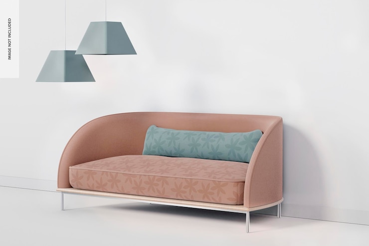 PSD modernes sofa mit kissenmodell, rechte ansicht
